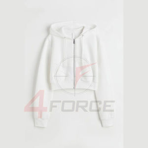 Sudadera con capucha de algodón de gran tamaño para mujer, Sudadera corta con cremallera de rizo francés, ropa de calle estampada con bordado desgastado - Product Image 6