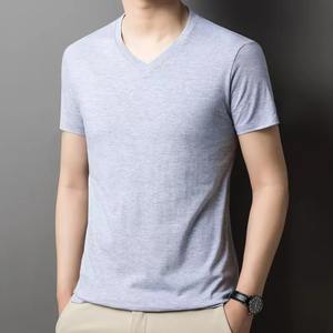 Camiseta con logotipo personalizado/diseño Camiseta de manga corta con cuello en V de algodón puro para hombres y mujeres - Product Image 3