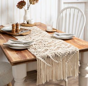 Chemin de Table Boho Macramé Coton Fait à la Main Moderne Ferme Table Basse Chemins Décor De Mariage - Product Image 1