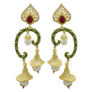 Boucles d'oreilles élégantes plaquées mat AD, exportation de bijoux d'imitation antique, fournisseur de bijoux de mode personnalisés bijoux d'imitation pour l'exportation - Product Image 2