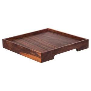 GM Impex Plateau rond décoratif personnalisé pour le petit-déjeuner en bois d'acacia avec poignées en bois de bambou pour le thé et le café. - Product Image 1