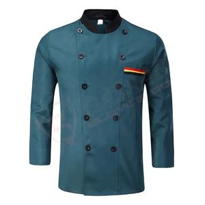 Veste de chef bleue à double boutonnage Manches longues Chefs-Hommes Femmes-Cuisine Traiteur-Manteaux d'uniforme de restaurant - Product Image 1