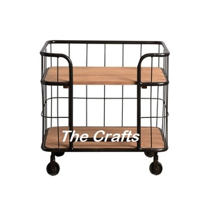 Chariot de service de nourriture de la plus haute qualité en fer couleur noire chariot de service avec quatre roues pour la décoration intérieure - Product Image 5