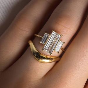 แหวนเซอร์คอนทรงรีทำจากสเตนเลส24K ทำด้วยมือสำหรับงานเลี้ยงดีไซน์แฟชั่นงานเฉลิมฉลองแบบอิสลามคลาสสิก - Product Image 1