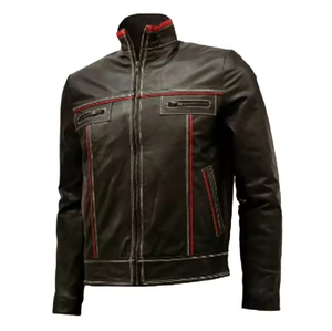Veste de moto en cuir pour homme, taille plus, style zippé, imperméable et respirante, veste de motard en cuir véritable de haute qualité - Product Image 6