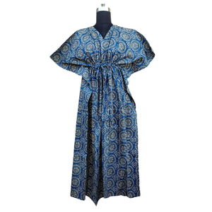 ชุดเดรสยาวสำหรับผู้หญิงผ้าฝ้ายพิมพ์ลายบล็อกด้วยมือ - Product Image 1