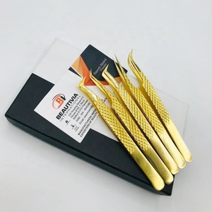 คีมหนีบขนตาปลอมชุบทอง24K แหนบปลายแหลมแบบมืออาชีพทำจากเหล็กญี่ปุ่น - Product Image 5