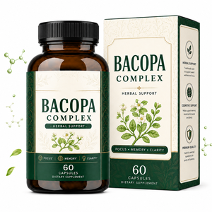 Capsules de Bacopa Monnieri 300mg de Qualité Export, 60 Comprimés, Coenzyme Active B6 B12, Concentration Améliorée, Marché US/UE, Fabricant GMP - Product Image 1