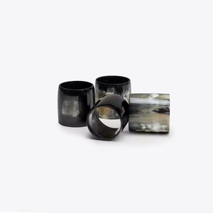 Ensemble de ronds de serviette en corne fabriqués à la main accessoires de table en corne naturelle élégants porte-serviettes uniques et élégants parfaits pour manger - Product Image 4