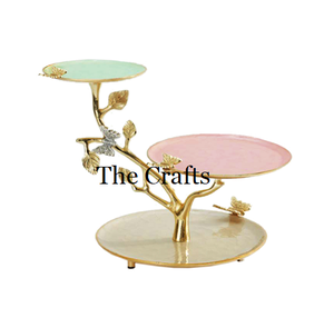 Soporte de aluminio para pasteles Soporte para servir pasteles de color verde y dorado con soporte de chocolate de la mejor calidad - Product Image 3