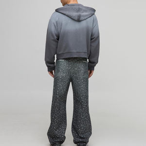 Nouvel Arrivage Survêtement Homme Hiver Chaud Décontracté Uni à Strass avec Capuche Grande Taille Coton Respirant Logo Personnalisé Haute Qualité - Product Image 4