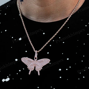 Pendentif spirituel en argent sterling 925 plaqué or rose Moissanite Full Ice Out personnalisé Hip Hop Butterfly Charm au prix de gros - Product Image 2