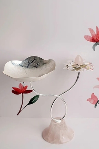 Beautiful Rose <b>Quartz</b> & Silver Decorative Platter Stand - Product Image 4