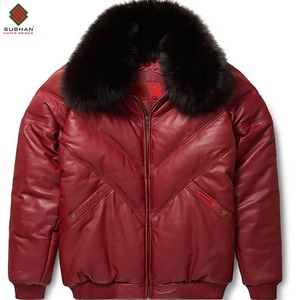 Blouson aviateur multi-cuir véritable pour homme |   Blouson aviateur en cuir de vache véritable fait à la main, style classique avec poignets et ceinture côtelés - Product Image 3