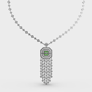 Collar de diamante de moissanita de corte redondo personalizado de fábrica, Collar de plata de ley 925 de lujo con collar de piedra central verde - Product Image 3