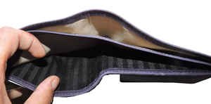 คลาสสิก RFID การปิดกั้นกระเป๋าสตางค์หนังวัวสีฟ้าอ่อนนุ่มของผู้ชายที่มีหน้าต่างบัตรที่ปรับแต่งช่องเสียบบัตรและกระเป๋าใส่เหรียญ - Product Image 5