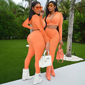 2024 New Streetwear Custom <b>Rhinestone</b> Cropped Body Fit Sweatsuit Zip up <b>Hoodie</b> Set Joggers Womens - Product Image 4