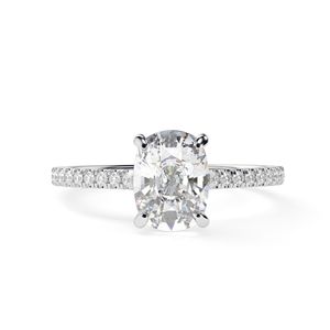 Elongated <b>Cushion</b> Cut Diamond Solitaire With Accents Bridal Set <b>Wedding</b> <b>Ring</b> for Women - Product Image 2