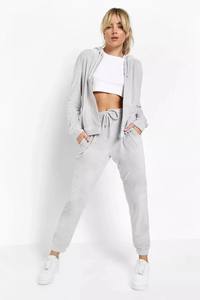 Haute qualité coton polaire femmes vêtements de sport nouveauté coupe-vent fermeture éclair à capuche pantalons de survêtement ensemble XXL pour l'hiver décontracté - Product Image 6