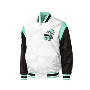 Blouson Bomber Classique pour Hommes Style Universitaire avec Logo Personnalisé, Col Montant, Logo Frontal, en Denim à Capuche, Chaud et Résistant - Product Image 1