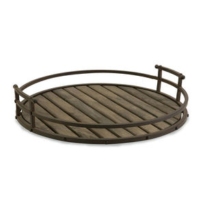 Rustic Metal & Wooden Serving Trays with Metal Handle Decorative Nesting Food Board Platters for Breakfast, Coffee <b>Table</b>/Butler - Product Image 2