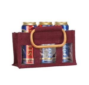 Logotipo personalizado impresión yute botella de vino individual regalo bolsa con cordón ecológico fiesta boda bolsa promocional vino bolsas de regalo - Product Image 4