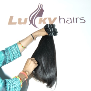 Venta al por mayor de extensiones de cabello humano virgen natural negro de calidad cutícula alineada doble trama mechones rectos máquina vietnamita - Product Image 3