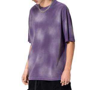 T-shirts délavés à l'acide unisexe Streetwear vintage en coton épais pour hommes Vente en gros de vêtements d'été décontractés avec motif vierge - Product Image 2
