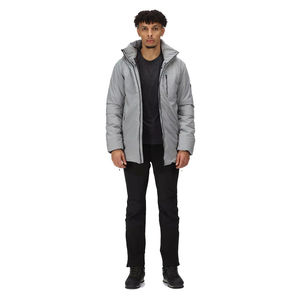 Parka d'hiver pour hommes de haute qualité gris imperméable avec col montant et design respirant bientôt disponible! - Product Image 3