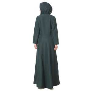 Abaya en tissu crêpe, coupe tulipe, vert foncé - Product Image 5