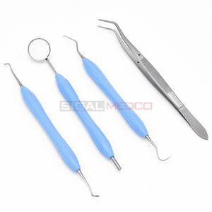 Kit d'examen dentaire 3 pièces comprenant 1 pince collégiale, 1 manche de miroir dentaire, 1 sonde manuelle en acier inoxydable allemand - Product Image 6