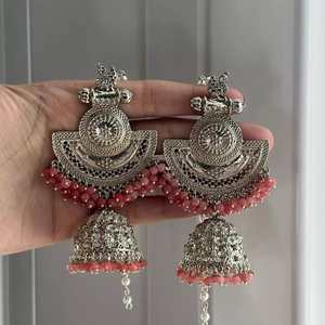 Juego de pendientes de latón antiguo afgano hechos a mano con Turquesa, joyería de mujer de alta calidad, chapado oxidado - Product Image 4