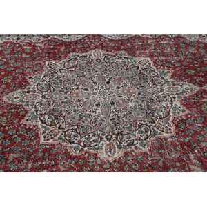 Alfombra turca extragrande de 7.3x11.6 pies, alfombra vintage, alfombra de lana con motivos de plantas y árboles en rojo y azul - Product Image 4