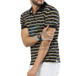 Chemises pour hommes en tricot uni sur mesure, tissu polyester/coton de haute qualité, manches courtes, options personnalisables - Product Image 3