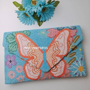 Sac à main bohème en chaîne à bandoulière avec perles de graines florales rouge rose noir, vente chaude 2024 - Product Image 5