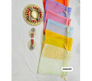 Bestseller indio, hermoso portavelas Tlight y Shubh Labh set con Organza Potli Gift Set Kitty Party Small Puja home - Product Image 1