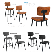 Chaises de restaurant industrielles modernes à structure métallique, revêtement en cuir PU, mousse haute densité durable, style minimaliste, pour usage commercial et centres commerciaux