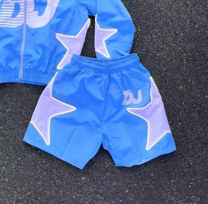 Lo último en 2025, conjuntos personalizados de dos piezas para hombre, pantalones cortos cortavientos y chaqueta, chándal, conjunto corto cortavientos de dos piezas de nailon - Product Image 5