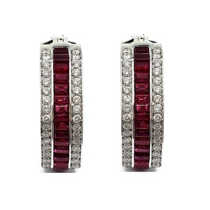 Bijoux OEM, qualité supérieure, fiables, vintage, mariage, or blanc massif 18 carats, diamants et rubis véritables, grandes boucles d'oreilles rondes pour femmes - Product Image 1
