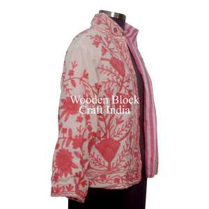 Chaqueta Informal Regular de Invierno y Otoño, Bordada a Mano con Flores, Forro de Algodón Suzani, Terciopelo Suave y Transpirable - Product Image 4