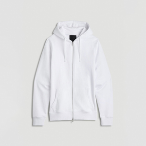 Men Hooded Zip Up Sweatshirt White Cotton French <b>Terry</b> Regular Fit Casual Autumn Wear Plain Zipper Sweatshirt <b>Bulk</b> OEM Clothing - Product Image 4