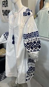 2024 Summer Trendy <b>Blue</b> Ukrainian Embroidered <b>Dress</b> <b>for</b> <b>Women</b> Classy Full Sleeves Woven Weave Washable - Product Image 2