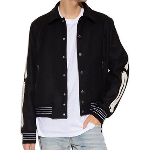 winter jacket Custom Logo Stand Collar Winter Varsity Jacket Men College Baseball Letterman <b>Canvas</b> Embroidered OEM Service - Product Image 5