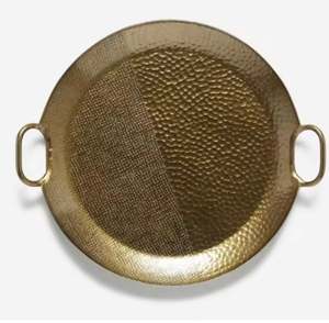 Bandeja de exhibición de Eid de Ramadán brillante redonda pulida de oro más vendida con asa bandeja de fruta martillada decorativa plato de pastel de postre - Product Image 3