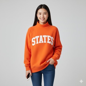 Nouveau pull à col montant oversize à manches longues pour femme, imprimé logo personnalisé, décontracté, anti-rétrécissement, logo frontal, Zeta Psi - Product Image 1