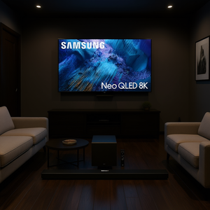 Téléviseur intelligent Mini LED de 75 pouces avec processeur 8K, système de cinéma maison incluant barre de son et caisson de basses - Product Image 3