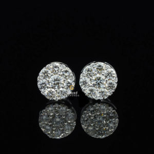 Bonitos pendientes de diamantes de tuerca en oro blanco de 10kt y diamantes cultivados en laboratorio de corte brillante redondo para mujer - Product Image 1