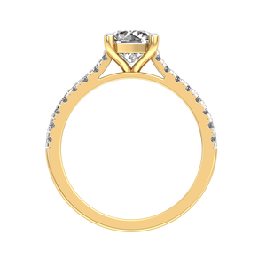 Anillo de Diseño Clásico de Lujo en Oro Amarillo y Blanco de 9K para Mujer con Diamante Cultivado en Laboratorio de 1.24 Quilates, Claridad VS, Color EF, Corte Brillante Redondo - Product Image 4