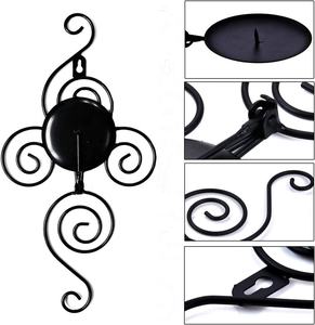 Modern Style Floral Design <b>Wall</b> Hanging Metal <b>Candle</b> Stands Black Finished Durable for Home Decoration Low Price - Product Image 3
