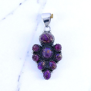 <b>Purple</b> Copper Turquoise Gemstone Pendants Handcrafted Sterling Silver Jewelry Wholesale Suppliers Bohemian Style - Product Image 2